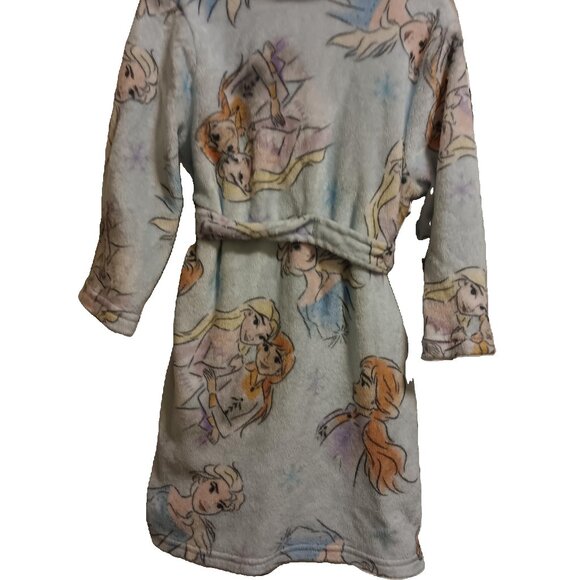 Disney Frozen Girls 4T Plush Bathrobe Soft Pastels Pictures Elsa & Anna - Picture 2 of 8